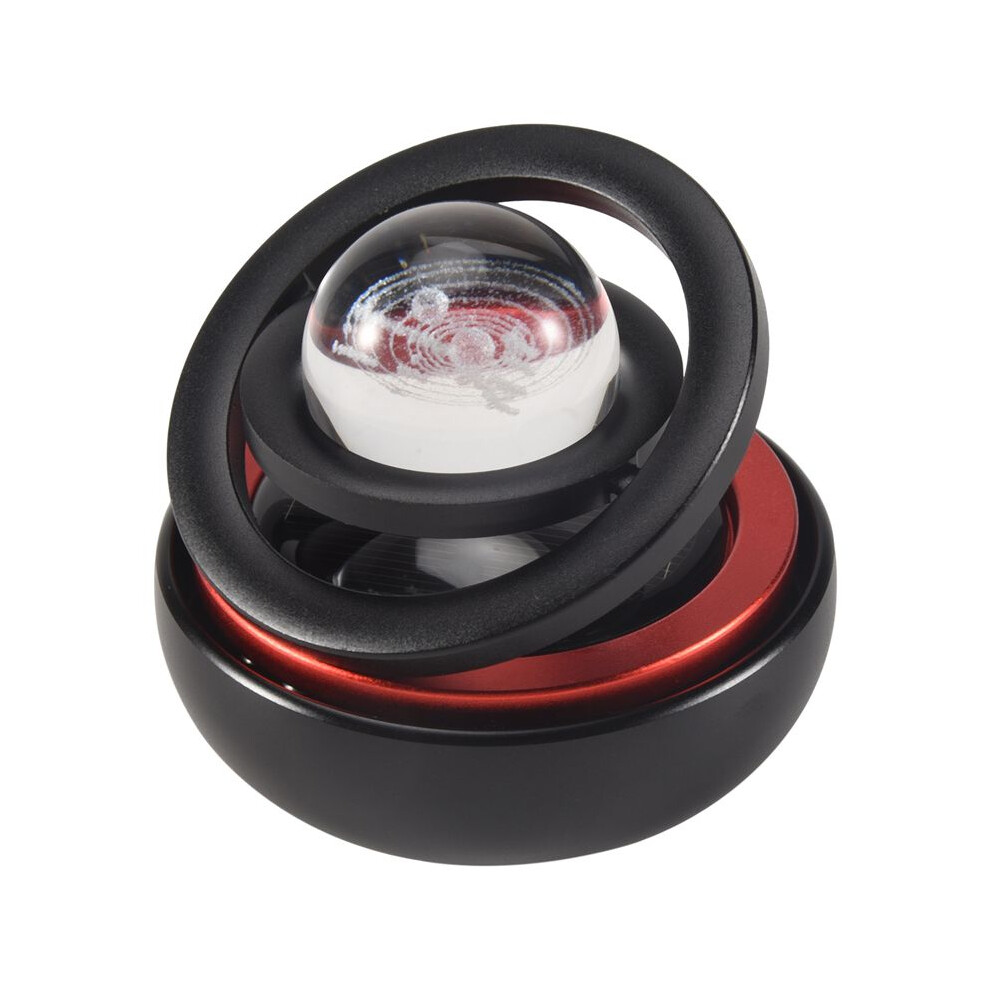Car Solar Power Air Freshener, Aromatherapy Fragrance Diffuser Interstellar Suspension Double Ring Air Diffuser, Black 6033357158241