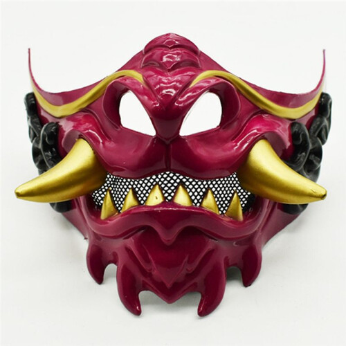 Halloween Japanese Samurai  Devil Mask Halloween Devil  Role Playing Horror Devil  Thick Mask Red 1