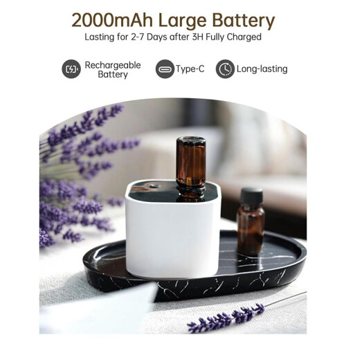 Waterless Cordless Diffuser ,Portable Small  Diffusers, Aromatherapy Diffuser 3 Mist Modes, Cycle Start,400 Sq.Ft A 2