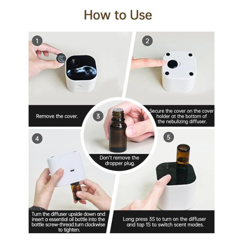 Diffuseur Sans Fil,  Diffuseur Portable, Diffuseur D'Aromathérapie, 3 Modes de Brumisation, Démarrage par Cycle, 400 Pi² B 2