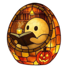 Reading Book Lamp Halloween Ghosts Reading Night Light Halloween Decor Flickering Nightlight