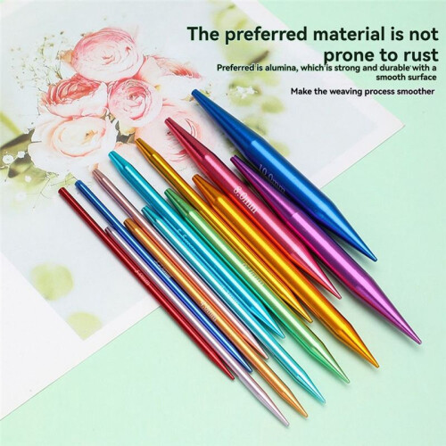 13 Pairs Interchangeable Circular Knitting Needles Set,3.0mm-10.0mm,Aluminum ,for Knitting Projects,Beginner 1