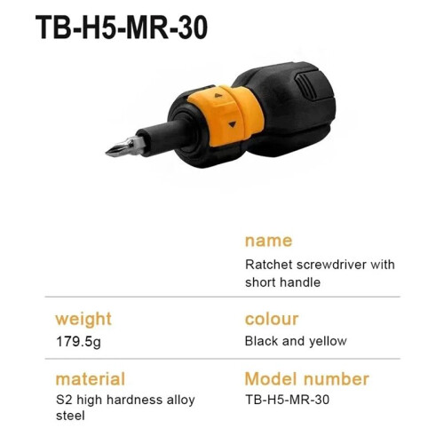 TOUGHBUILT TB-H5-MR-30 Multi-Bit Ratcheting 9-Piece Bi-Material Handle Ratcheting Multi-Bit Assorted Drive Screwdriver Set 2