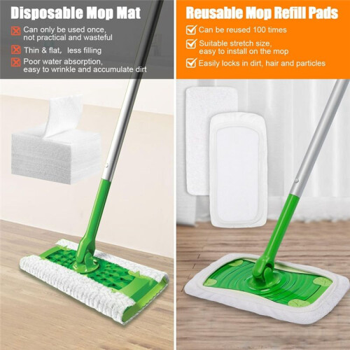 8 St Återanvändbara Moppkuddar för  Sweeper Våtmoppar Mikrofibermoppkuddar 2