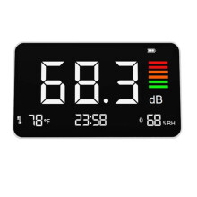Digital Decibel Meter Desktop Sound Level Meter 30-130dBA with Temp Humidity Detection for Home School Library DM219N
