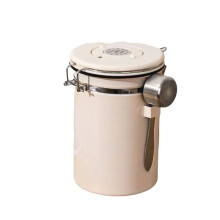 Recipiente Selado de 1,8 L em Aço Inoxidável 304 com Colher, Caixa de Armazenamento de Grãos de Café Datada, Válvula de Escape, Recipiente de