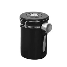 Recipiente Selado de 1,8 L em Aço Inoxidável 304 com Colher, Caixa de Armazenamento de Grãos de Café Datada, Válvula de Escape, Recipiente de