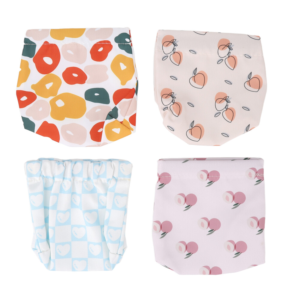 Mini Lightweight Lunch Bag With Drawstring Cute Floral Printed Foldable Reusable Lunch Tote For Picnic Travel Multi Purpose Oxford Cloth Bag (4PCS)