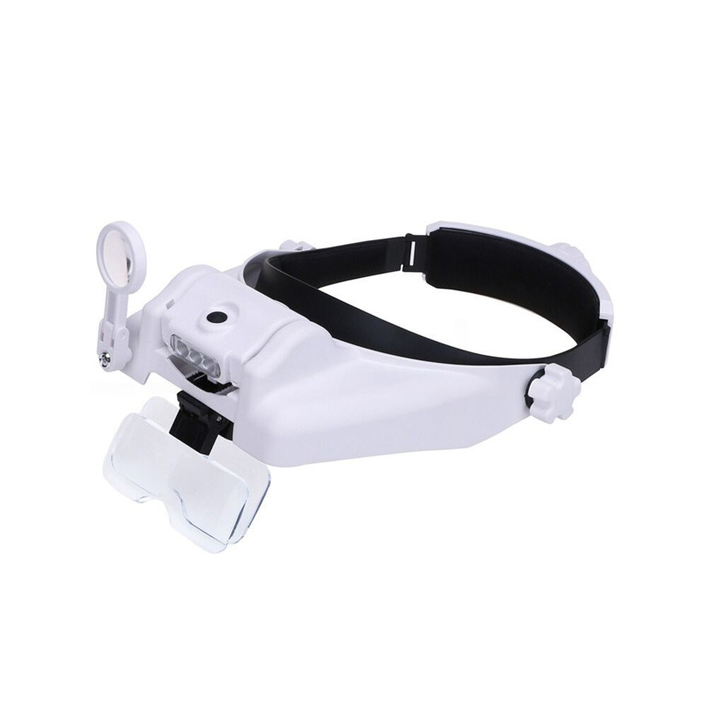 Headband Glasses Magnifier Glass LED Ioupes 5 Individual Interchangeable Lens for Tool Repair Soldering Reading Jeweler
