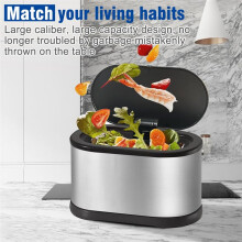 Trash Can with Lid, 4L Small Kitchen Compost Bin Countertop Trash Can, Stainless Steel Garbage Can Silver