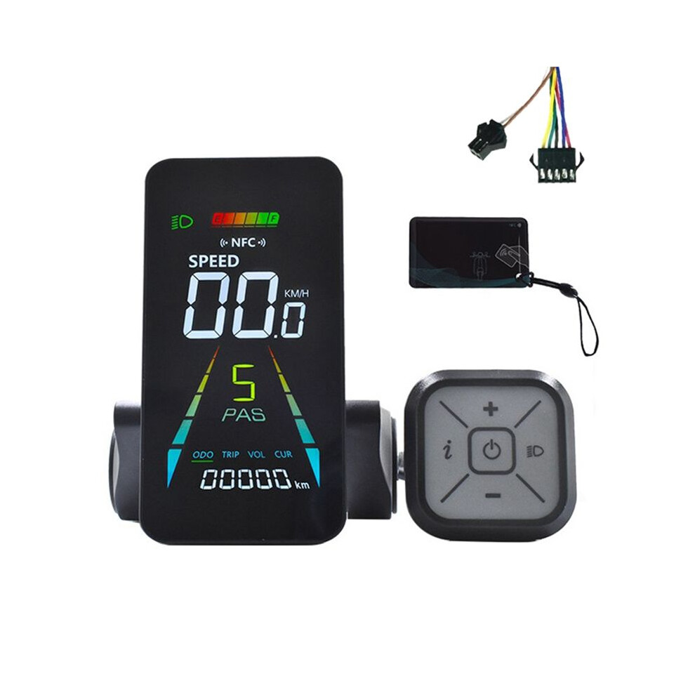 E-Bike Nfc Lcd Display Color Animated Meter 24V/36V/48V/60V Uart Speedometer Electric Scooter Nfc Lcd Meter Sm5+2Pin Black 6031670037984