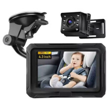 Baby Car Monitor 1080P Secure Baby Backseat Camera with 4.3Inch Display, Easy Install, Baby Car Camera for Infant Kids
