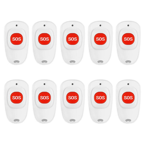 10pcs SOS Call Button Wireless Call Bell Pager Caregiver Panic Emergency Call Button Transmitter for Kids Elderly