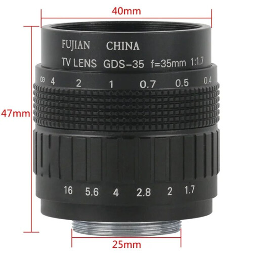 Lente CCTV de 35 mm com Montagem em C para Câmera de Microscópio Digital Industrial USB Compatível com