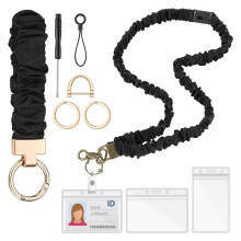 Teacher Scrunchies Lanyard with Safety Breakaway Buckle Retractable Lanyard Keychain Wristlet Office Gift for Women