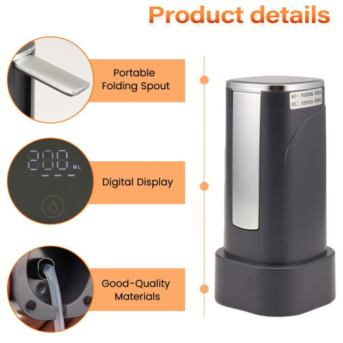 Portable Electric Water Bottle Pump Automatic Water Dispenser Pump with Large LED Display Foldable Automatic Water Pump 1
