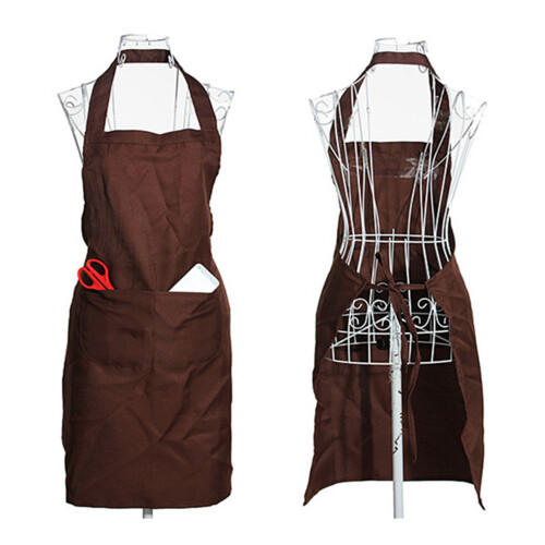 2X Plain Apron Front Pocket for Butchers Chefs Kitchen Cooking  Baking Waiter - Brown