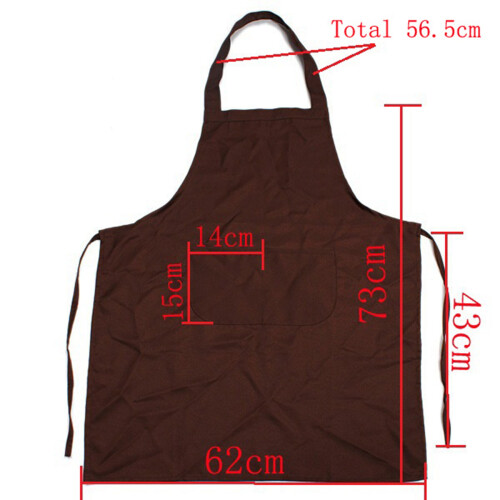 2X Plain Apron Front Pocket for Butchers Chefs Kitchen Cooking  Baking Waiter - Brown 1