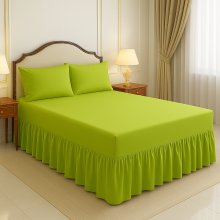 (Lime Green, Double) Luxury Percale Plain Dyed Polycotton Easy Care Fitted Valance Sheet Ideal for Bed Room Home Decor Available in 18 colours