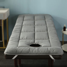 Massage Table Mattress Topper with Face Hole, Breathable Foldable Spa Bed Pad with Elastic Straps, Grey 70x190cm