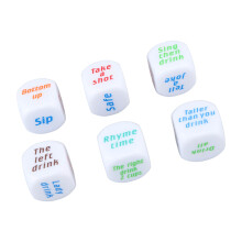 6PCS White Drinking Dice Set for Party, 25x25x25mm, 92g