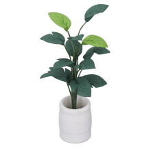 Piantina in ceramica per modellismo, pianta di foglie in vaso di 12", bonsai verde in argilla e ceramica