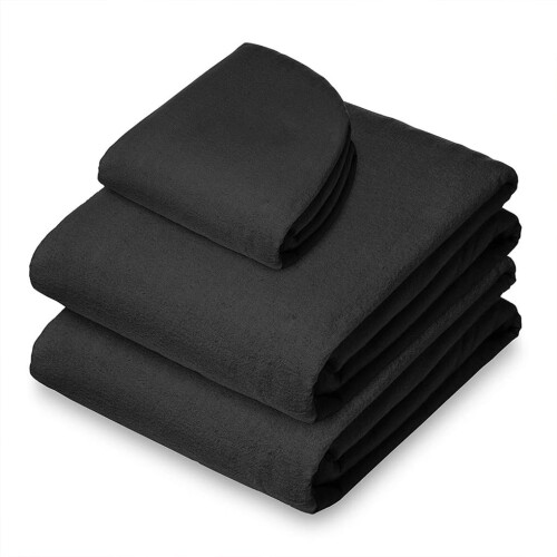 Black Massage Table Sheets Set with Breathable Polyester Bed Cover and Pillowcase, Universal Fit 1