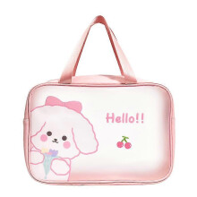 (L 12.2 X 3.9 X 7.9in) Clear Travel Bag Cherry Puppy Frosted Translucent Waterproof PVC Toiletry Bag Pouch for Washing