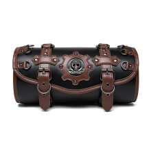 Motorcycle Handlebar and Front Fork PU Leather Tool Bag Saddlebag, Easy Install, Punk Style