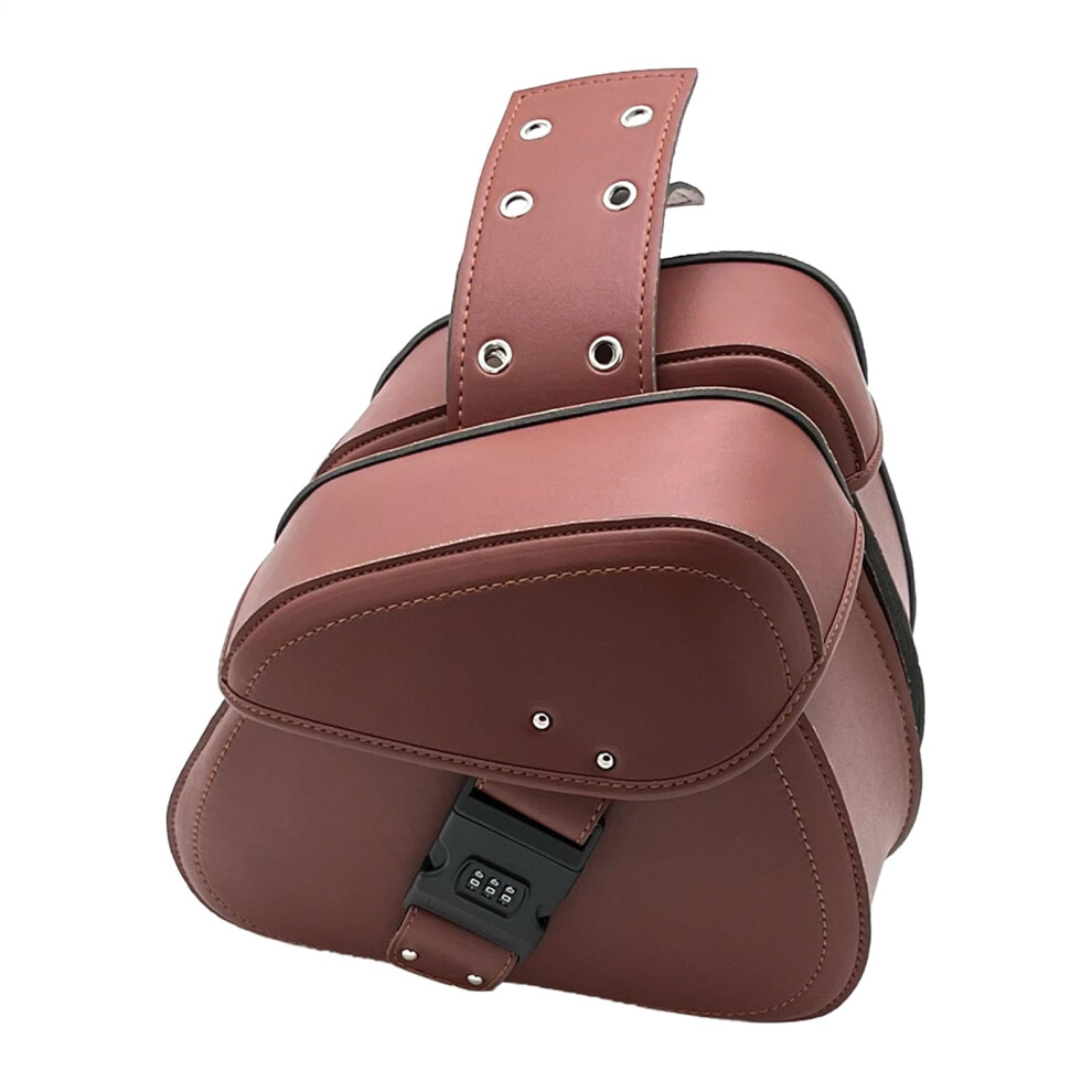 Pu Leather Waterproof Motorcycle Saddle Bags Pair With Large Storage For Cruiser Touring Chopper 9189345282010