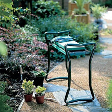 2in1 Foldable Garden Kneeler and Seat with Dual Tool Pouches and Comfort Foam Padding