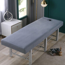 Massage Table Cover with Face Hole, Elastic Fitted Washable Spa Bed Sheet, Gray 80x190cm