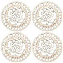 4Pieces Wood Stitching Thread Holder Disc Numbered Embroidery-A