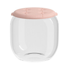 Transparent Storage Stool, Durable Plastic Seat, Toy Organizer With Lid, Pink Round Cylinder, Home And Kids Room Storage