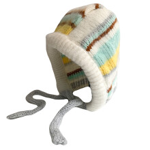 Chapeau à oreillettes en Crochet, chapeau tricoté doux-Beige