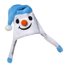 Chapeau de bonhomme de neige en peluche avec oreillettes,