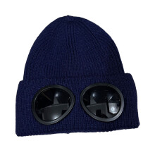 Chapeau de crâne amusant en tricot avec lunettes-Bleu marine