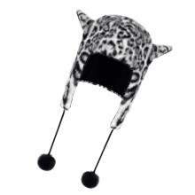 Chapeau d'hiver élégant en fourrure de léopards-noir et blanc M