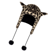 Chapeau cache-oreilles imprimé léopard poilu, couvre-chef-Kaki M