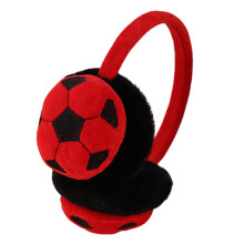 Cache-oreilles Ă motif de football, en peluche chaude,-Rouge