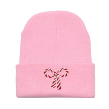 Chapeau tricoté avec broderie d'arcs, chapeau d'activités-Rose