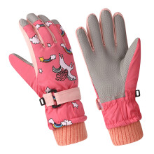 Gants de ski pour enfants avec polaire thermique,-Rouge