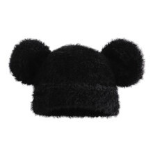 Chapeau ours surdimensionné avec oreille, chapeau de ski de-Noir