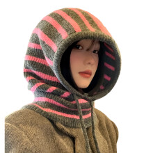 Cagoule à rayures élégantes pour femmes, chapeau léger et-Rose