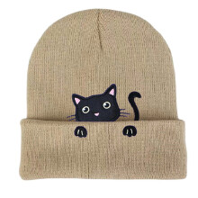 Bonnet en tricot, bonnets, pull, casquettes de crâne-Beige