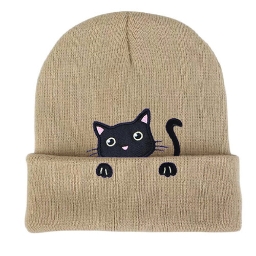 Bonnet en tricot, bonnets, pull, casquettes de crâne-Beige