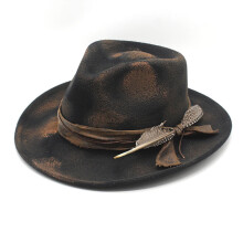 Chapeau occidental élégant avec ceinture tissée pour-Noir