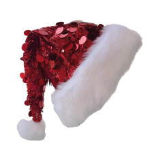 Grandes casquettes de père noël à paillettes brillantes,-Rouge