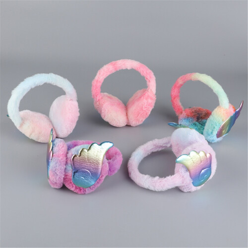 Cache-oreilles en fourrure coloré, cache-oreilles en peluche-B 2