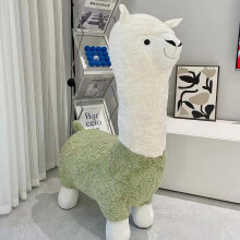 Alpaca Stool Upholstered Footrest Lamb's Fleece Fabric Shoe Changing Stool Leisure Chair 120cm Model 04